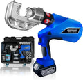 Electric Hydraulic Cable Lug Crimper Pliers Rechargeable Crimping Tool 12 Ton Electrical Terminal Cable Wire Fiber Crimper Kit with 12 Dies (HMX-400)