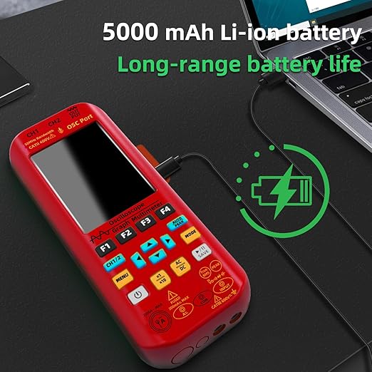 BSIDE 2 Channel Digital Handheld Oscilloscope 50MHz 3.98TFT Oscilloscope Multimeter Signal Generator 3 in 1 Portable Lab Oscilloscope Supports Flexible Coils 20000 Count 250MSa/s Automotive Tester