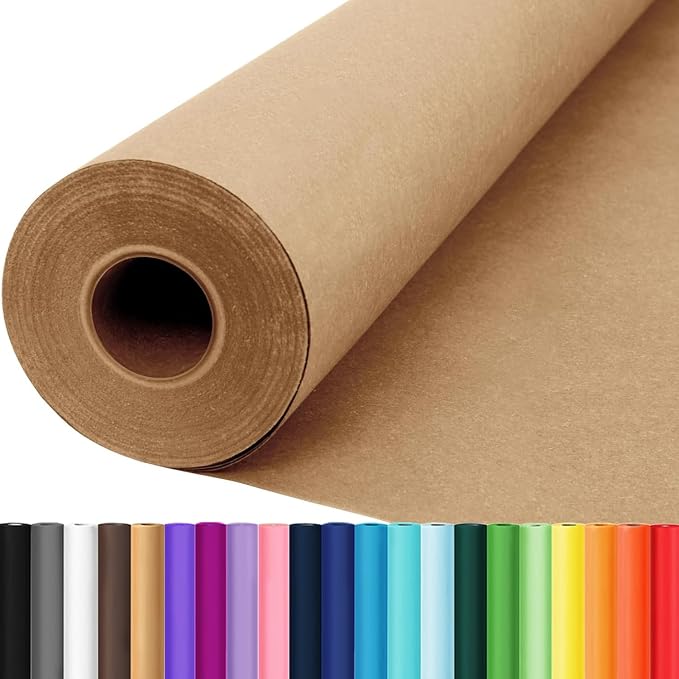18"x3600" Brown Craft Paper Roll, Bulletin Board Banner Construction Kraft Paper by Donyang