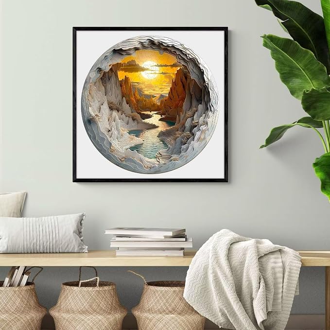 3D Vision Inside Mountain Range Sunrise Sunset Winding River Valley Puzzles 300 - Image 8