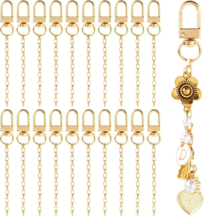 20pcs Gold Keychain Making Kit, Key Ring Swivel Snap Hook Chains, Extender by Unknown