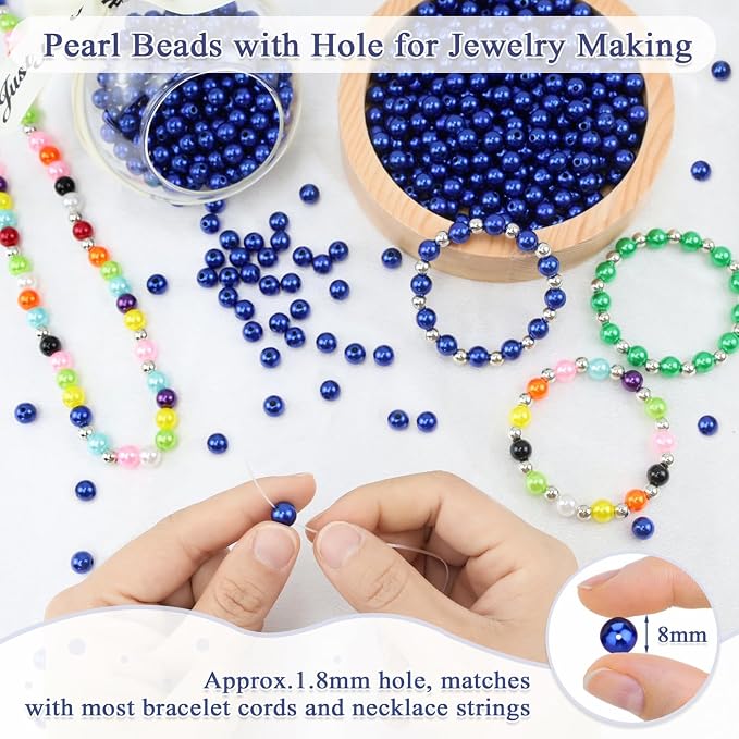 DUQGUHO Blue Beads for Bracelets Pearls for Jewelry Making 6mm Blue Pearl for - Image 2
