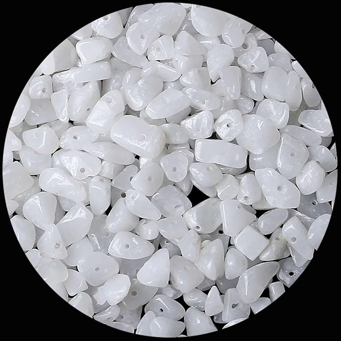 LAIDANLA White Jade 400pcs Natural Chip Stone Beads 5-8mm Healing Crystal by LAIDANLA
