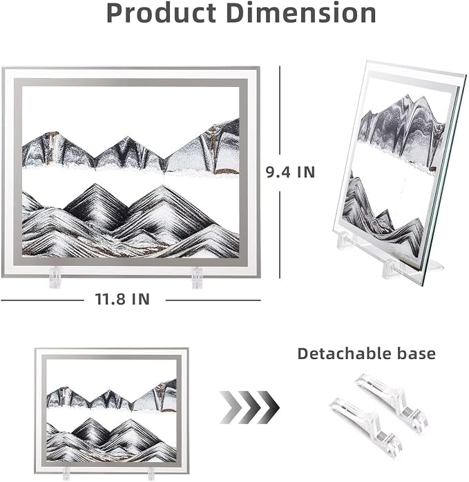 LCDOCLAK Moving Sand Art Picture, 3D Hourglass Deep Sea Sandscape, 3D Desktop - Image 2