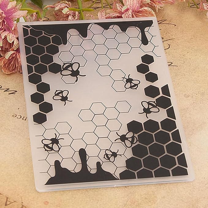 Bees Honeycomb Background Pattern Plastic Embossing Folder, 3D Textured by HGSALK