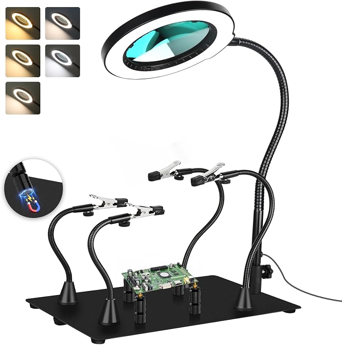 Drdefi Magnetic Helping Hands Soldering Station 12X Magnifying Lamp Large Base by Drdefi