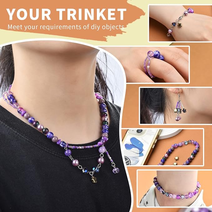 Assorted Beads Bracelet Making Supplies, Lavender Violet Beads-900pcs: Glass - Image 6