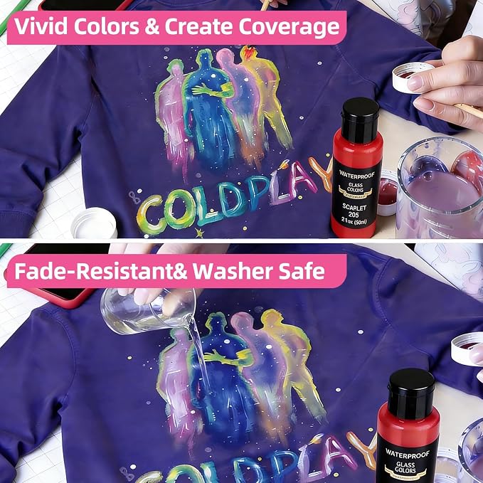 Colorful Fabric Paint Set for Clothes 12 Colors - Image 4