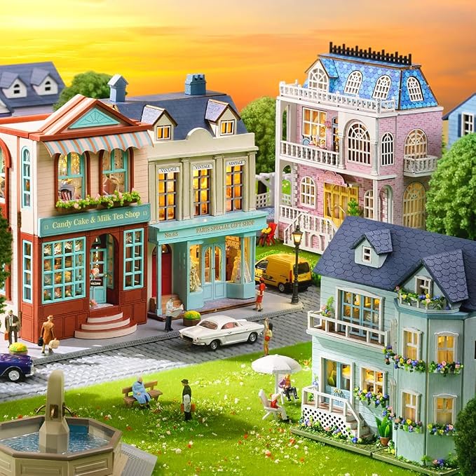 DIY Miniature House Kit, CUTEROOM Wooden Dollhouse Kit Mini House Making Kit - Image 7