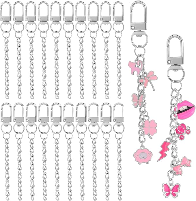 Chuyau 20pcs Silver Keychain Making Kit Swivel Snap Hook Lobster Claw Clasps by chuyau