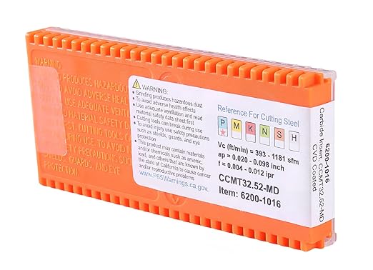 Accusize Industrial Tools Carbide Inserts Cvd Coating Ccmt32.52 Black/Yellow, 10 Pcs/Package, 2200-1016