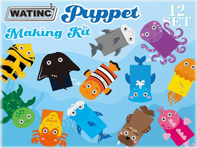 WATINC 12Pcs Hand Puppet Making Kit, Art Craft Felt Sock Puppet Toys, Creative - Image 7