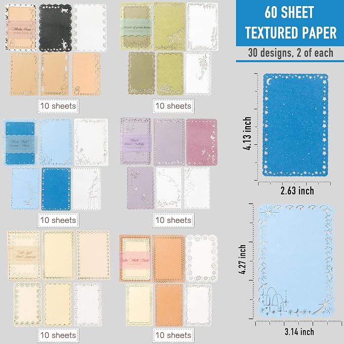 60Pcs Textured Scrapbook Paper Kit - Image 3