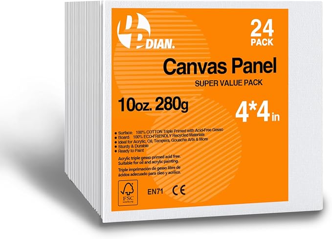 Canvas Boards for Painting 4x4 Inch, Watercolor by DPDIAN