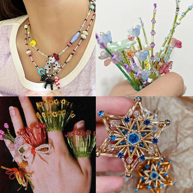 EuTengHao 9600Pcs Tube Beads Kit 7mm Glass Bugle Seed Beads - Image 8