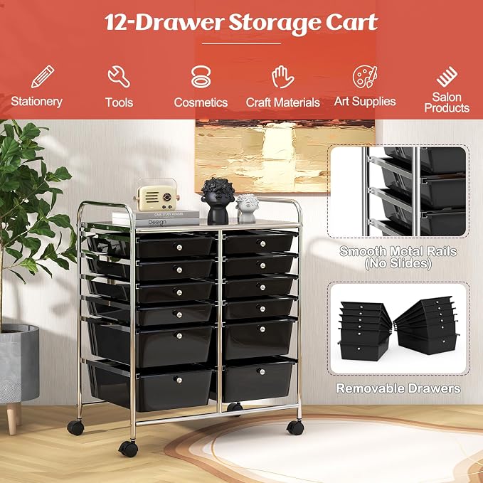 BECOMFORT 12-Drawer Rolling Cart - Image 4