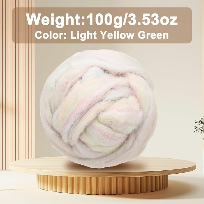 uxcell 3.53oz Wool Roving Yarn, Needle Felting Wool Fiber DIY Craft Needle Wet - Image 2