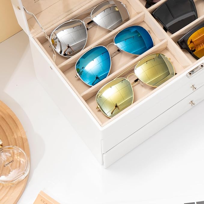 ProCase 3-layer Sunglasses Storage Organizer, 18 Slots Leather Sunglass Box - Image 5