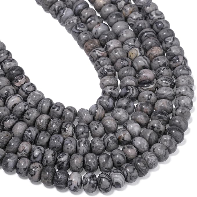 Songxi 5x8mm Natural Map Jasper Stone Rondelle Beads, Gemstone - Image 7
