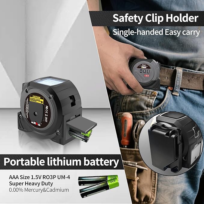 Laser Tape Measure 3-in-1 131ft Laser Measuring Tape & 16ft Woodworker Tape Measure & Crosshair, Area, Volume, Ft/Ft+in/in/M Unit Support for Decorating Architecture DIY Furniture