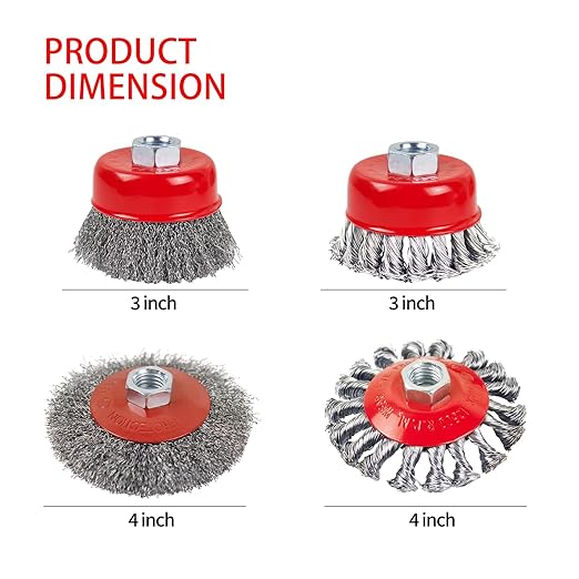 Wire Wheel Brush for 4-1/2" Angle Grinder 4 Inch Wire Wheel Twisted/Crimped Kit 5/8"-11 Threads Arbor - 6pcs