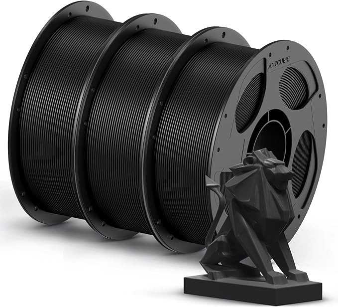 ANYCUBIC PETG Filament 1.75mm Bundle, 3D Printer Filament, Dimensional Accuracy +/- 0.02mm, Exceptional Toughness, Print with Most FDM 3D Printers, 1KG Reusable Spool, 3KG Black