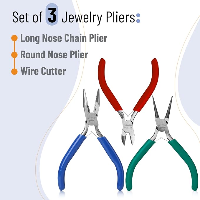 Mr. Pen- Pliers for Jewelry Making, 3 Pack, Chain Nose | Round Nose Pliers Set - Image 3