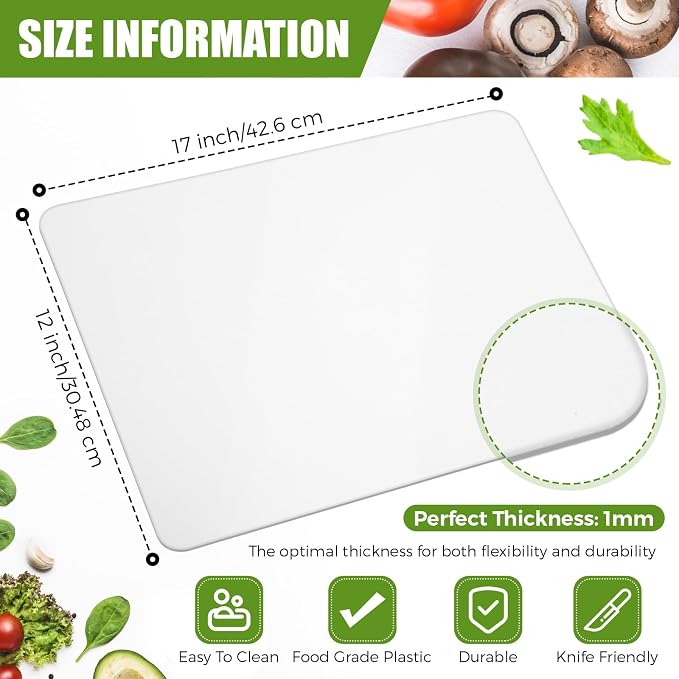 Hushee 120 Count Disposable Cutting Board Sheets 17 x 12 Inch Flexible Plastic - Image 2
