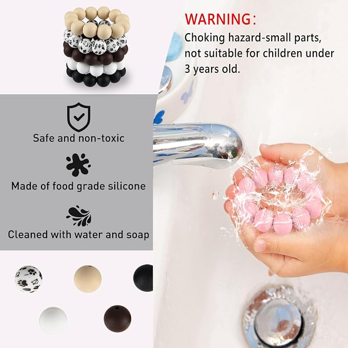 ASTARON 100 Pcs 15mm Silicone Beads - Image 3