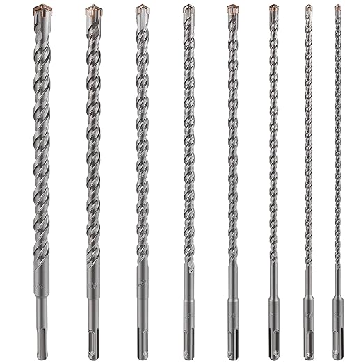Concrete Drill Bit lengthening 1pcs 3/4" X 12"-10" Cross-Type Double Thread Carbide Material Suitable for Concrete, Brick, Cement Walls, Stone, Extra Long Hammer Drill Bits for Concrete