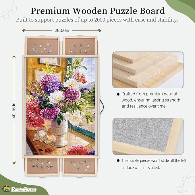 BuilderButler 2000 Pieces 2-in-1 Tilting & Rotating Puzzle Board – Portable - Image 2