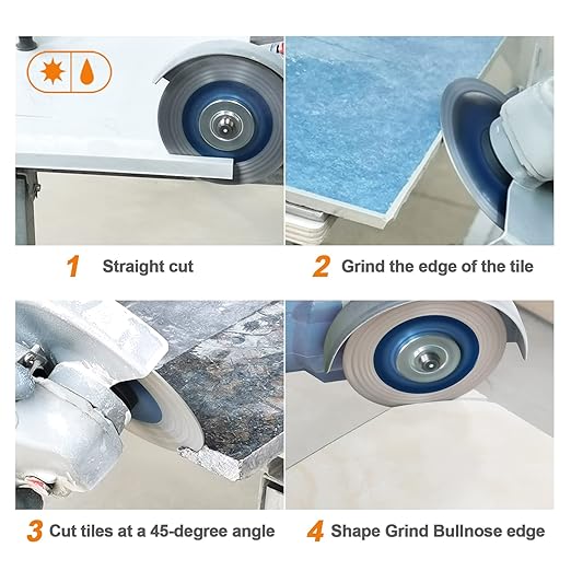 Diamond Porcelain Tile Saw Blade - BRSCHNITT 2pcs 4" Super Thin Diamond Cutting Grinding Disc with X Teeth Arbor 7/8“-5/8“ for Ceramic Tiles,Granite,Marble Angle Grinder Circle Saw Blade