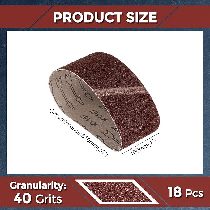 12 Pcs Sanding Belts 4 x 24 Inch 40 Grit Aluminum Oxide Abrasive Sandpaper for Belt Sander Metal Grinding Wood Working Weld Rust Removal