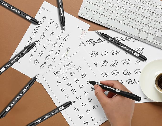 10 Size Calligraphy Pen Set, Hand Lettering Brush Pens - Image 6