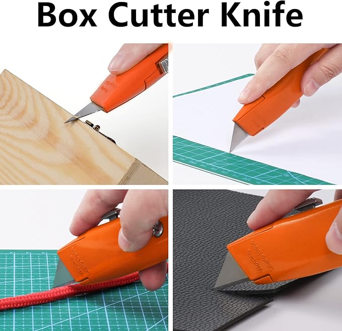 DIYSELF 2Pack Utility Knife Box Cutter Retractable Blade Heavy Duty (Orange)