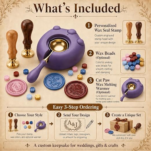 KAINSY Custom Wax Seal Stamp Kit, Personalized Gift - Image 2