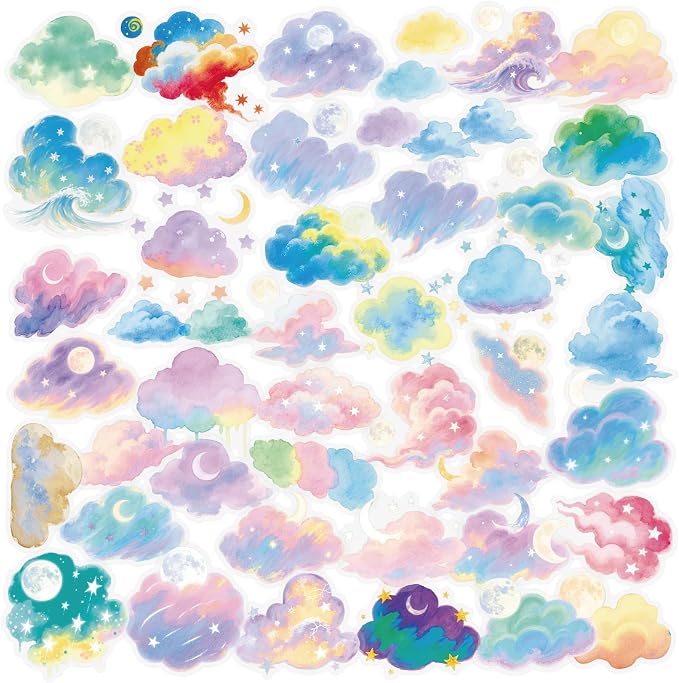 50Pcs Weather Stickers Transparent Aesthetic Cloud Stickers by Unknown