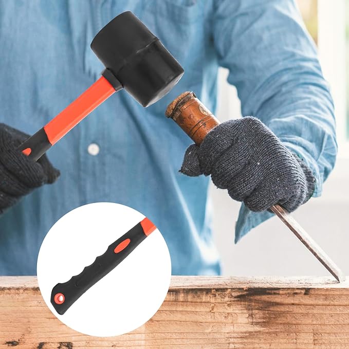 3 PCS Rubber Mallet Hammer, 16 oz Durable Rubber Hammer for Flooring Installation, Camping, Woodwork, and Tent Stakes