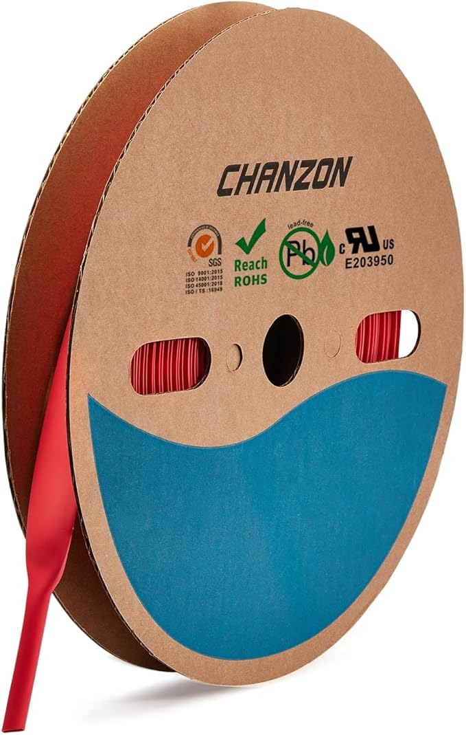 Chanzon 5/8" (16mm) Red Heat Shrink Tubing, 2:1 Shrinking Rate - 80Ft Roll - Ideal for Shrink Tube with Adhesive 1pcs