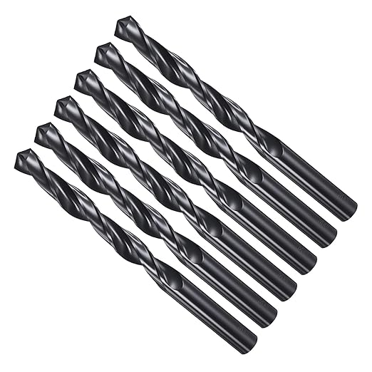 Drill Bit, 11.5mm Cutting Diameter, 4241 HSS Nitriding Black 118° Cutting Angle Versatile Jobber Bits - (Applications: for Drilling Plastic Wood Soft Metal), 6-Pieces