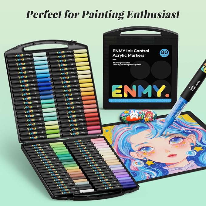 80 Colors Acrylic Paint Markers, Direct Liquid Acrylic Paint Marker Pen - Image 2