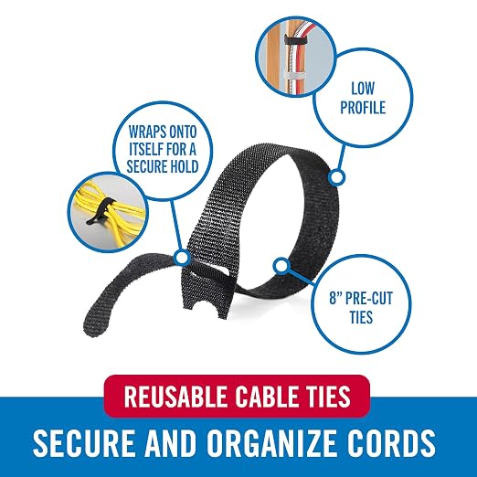 VELCRO Brand 150pk Cable Ties Value Pack, 8in | Gifts - Image 2