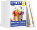 FUMILE 5x7 Canvas for Painting, 12 Pack Stretched Small Canvases for by FUMILE