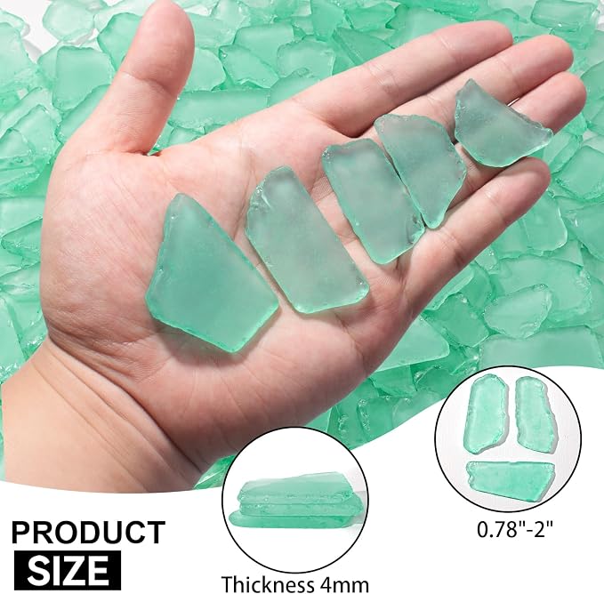 Keedolla Tumbled Sea Glass for Crafts - 40 OZ Flat Frosted Seaglass Pieces for - Image 3