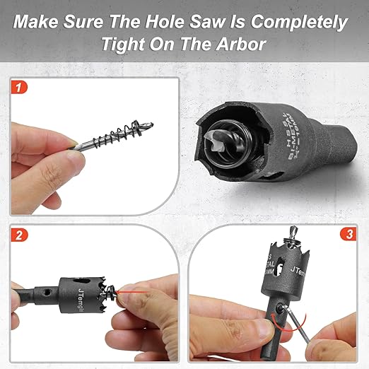 3/4 Inch Hole Saw with 9.1mm Triangle Shank Arbor, JTemgle Bi-Metal Hole Saw Heavy Duty Hole Cutting Tool for Cornhole Boards, Recessed Lights, Wood, Plastic, Drywall & Soft Metal