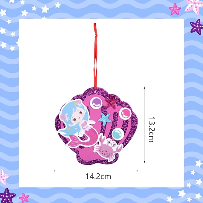 Fennoral 8 Pack Mermaid Craft for Kids Creative Make Your Own Mermaid Shell - Image 7