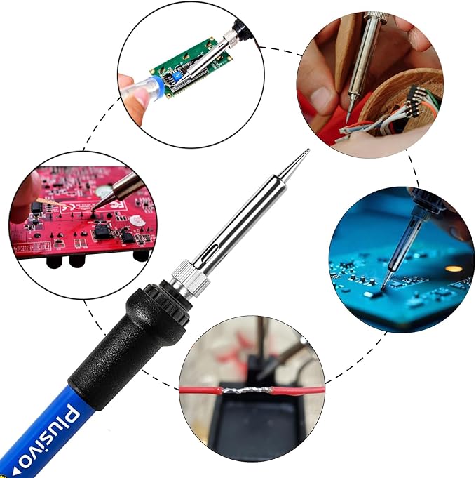 Soldering Iron Kit, 60W Adjustable Temperature 5-in-1 Solder Wire, Rosin Paste - Image 3