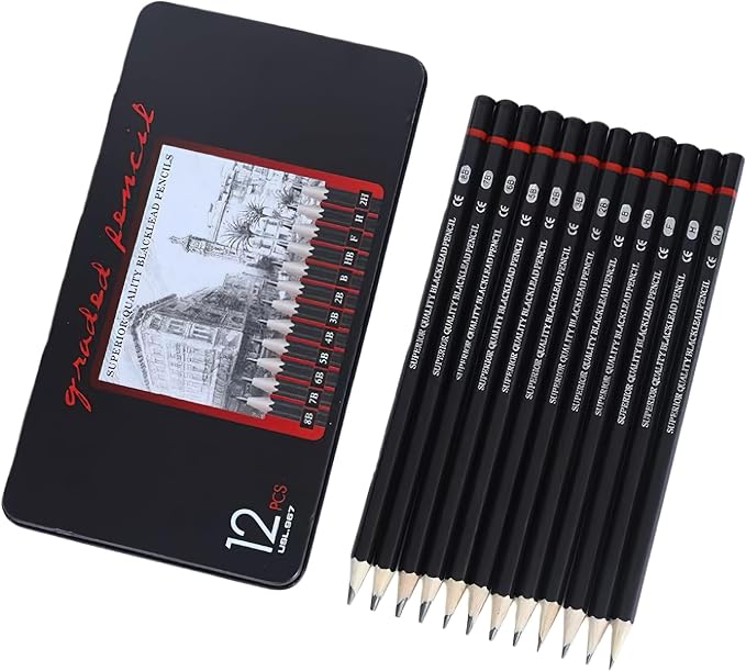 YYMIYU 12pcs Sketch Pencil Set 8B, Artist Pencils by YYMIYU