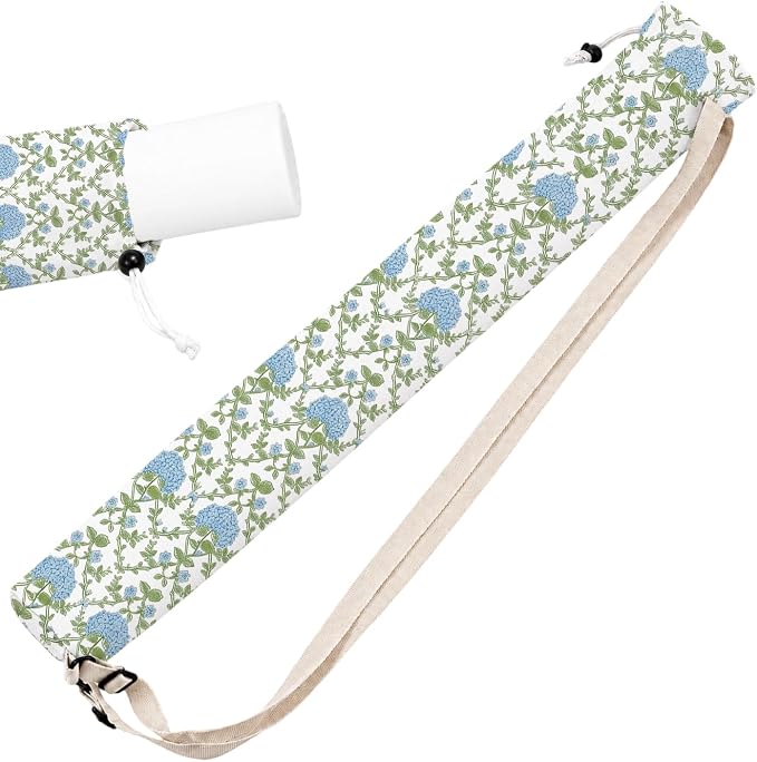 Blue Hydrangea Block Print Mahjong Mat Bag by Unknown
