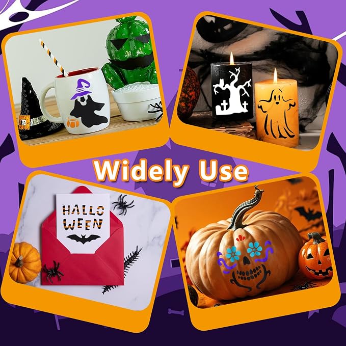 72 PCS 3x3 Inch Halloween Stencils - Image 7